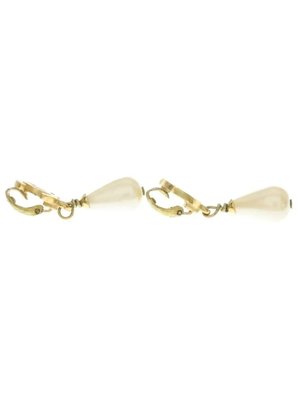 Chanel Faux Pearl Earrings Gold
